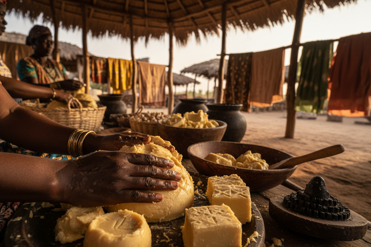 women moulding shea butter